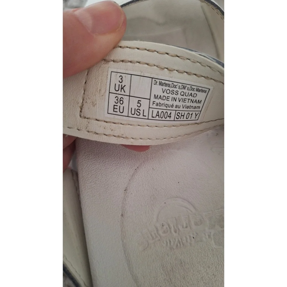 Dr. Martens Voss Quad White Leather Platform Sandals Womens 5 Chunky Buckle